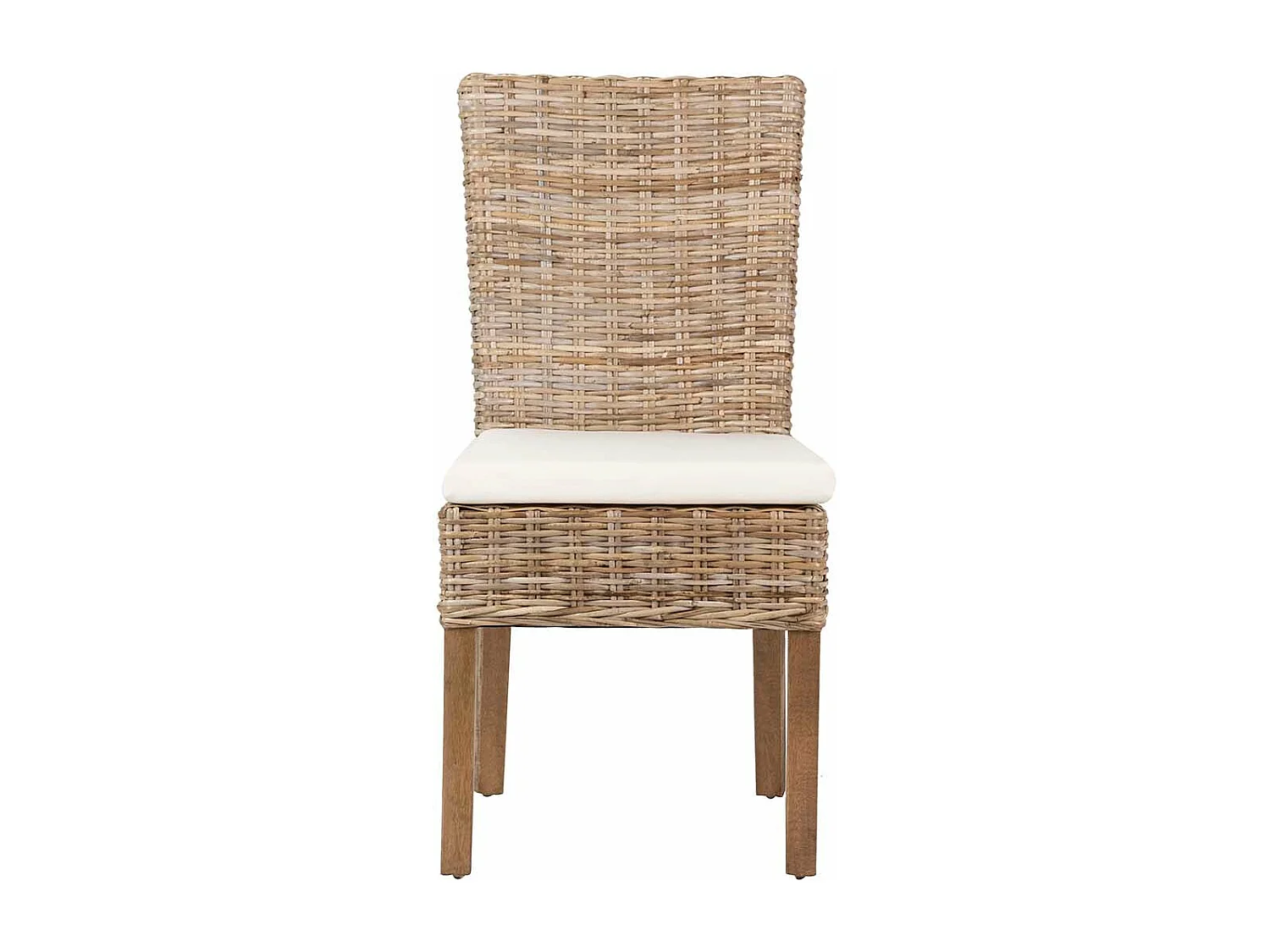 Silla Ratan Lino Madera Beige Natural 53x48x98 Cm