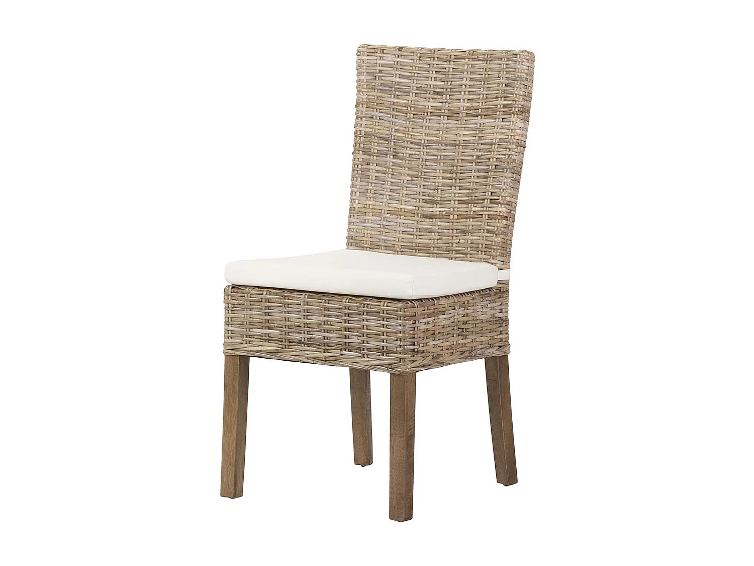 Silla Ratan Lino Madera Beige Natural 53x48x98 Cm