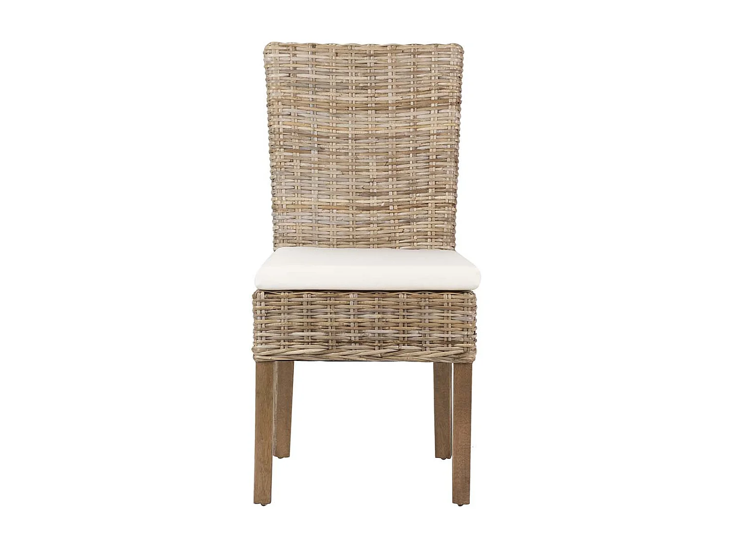 Silla Ratan Lino Madera Beige Natural 53x48x98 Cm