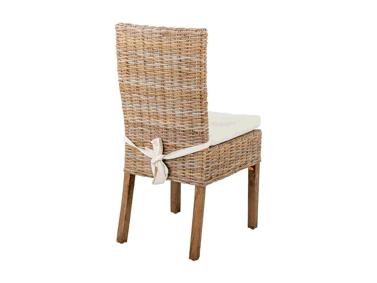 Silla Ratan Lino Madera Beige Natural 53x48x98 Cm