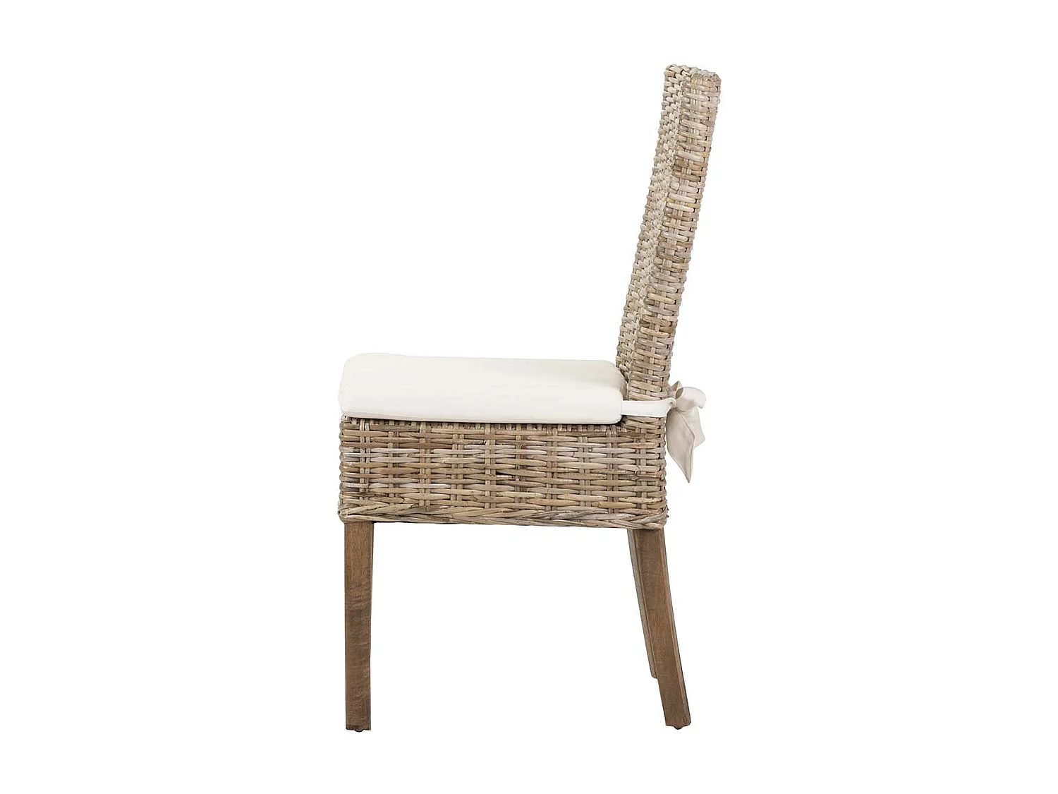 Silla Ratan Lino Madera Beige Natural 53x48x98 Cm