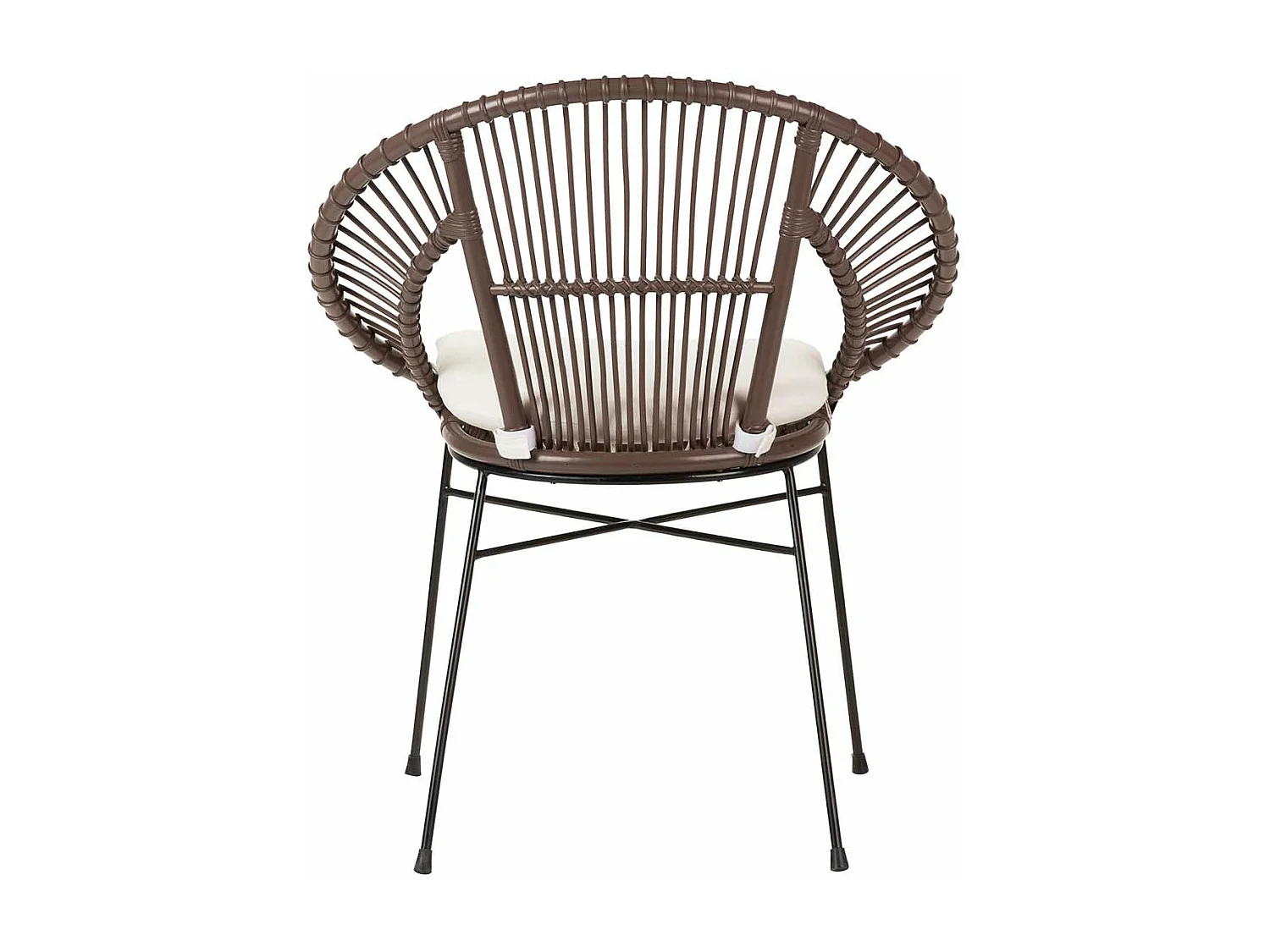 Silla Rattan Metal Cojin Blanco 72x60x87 Cm
