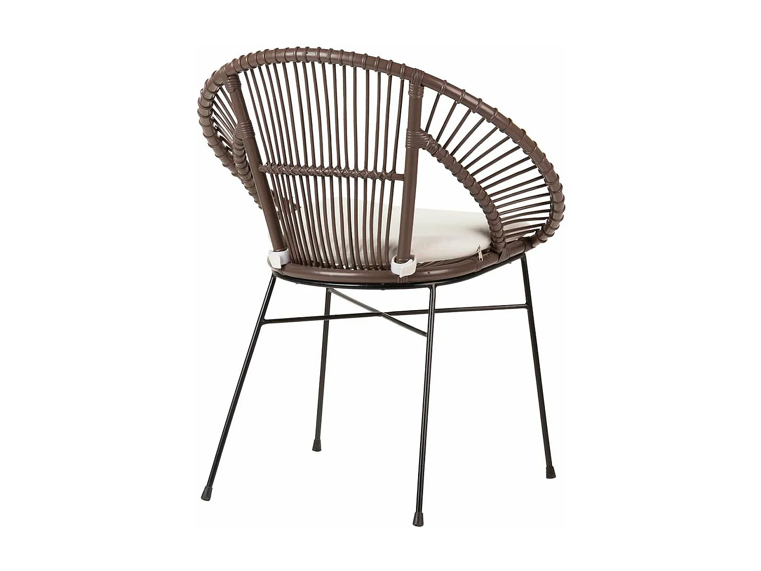 Silla Rattan Metal Cojin Blanco 72x60x87 Cm