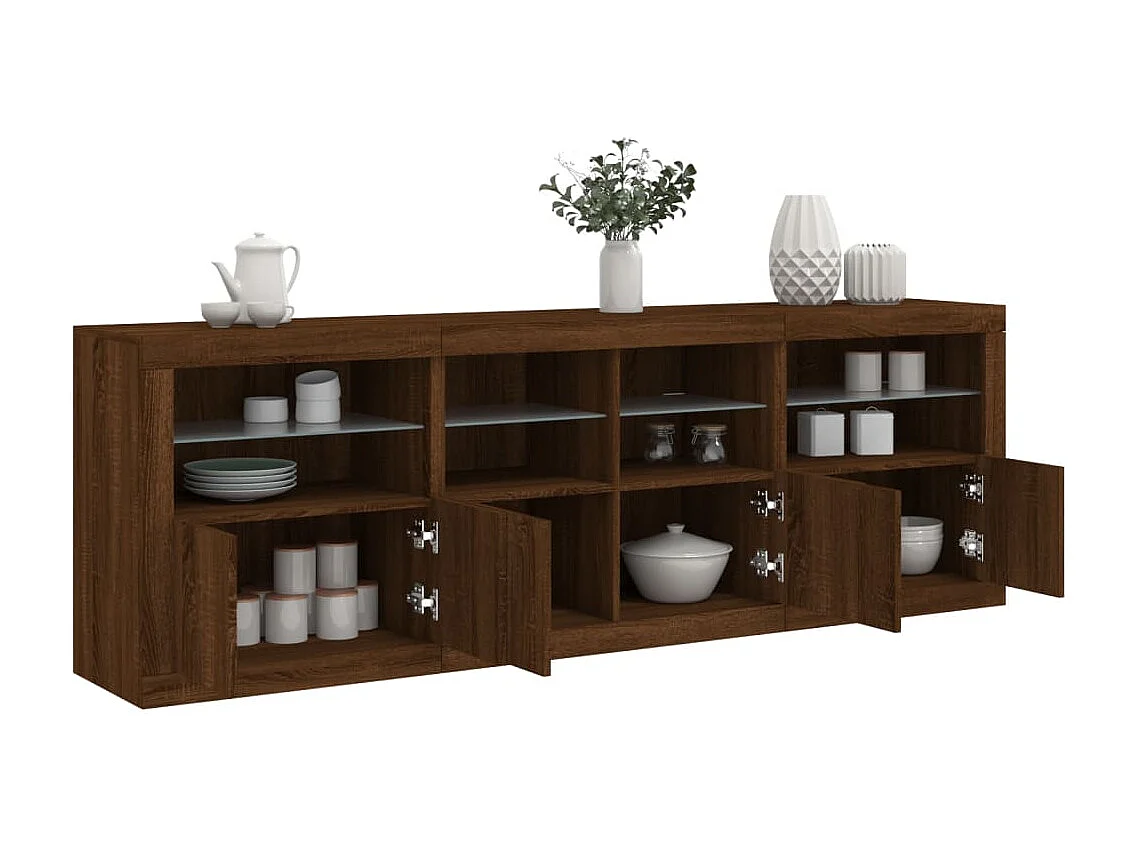 Sideboard mit LED-Leuchten Braun Eichen-Optik 202x37x67 cm