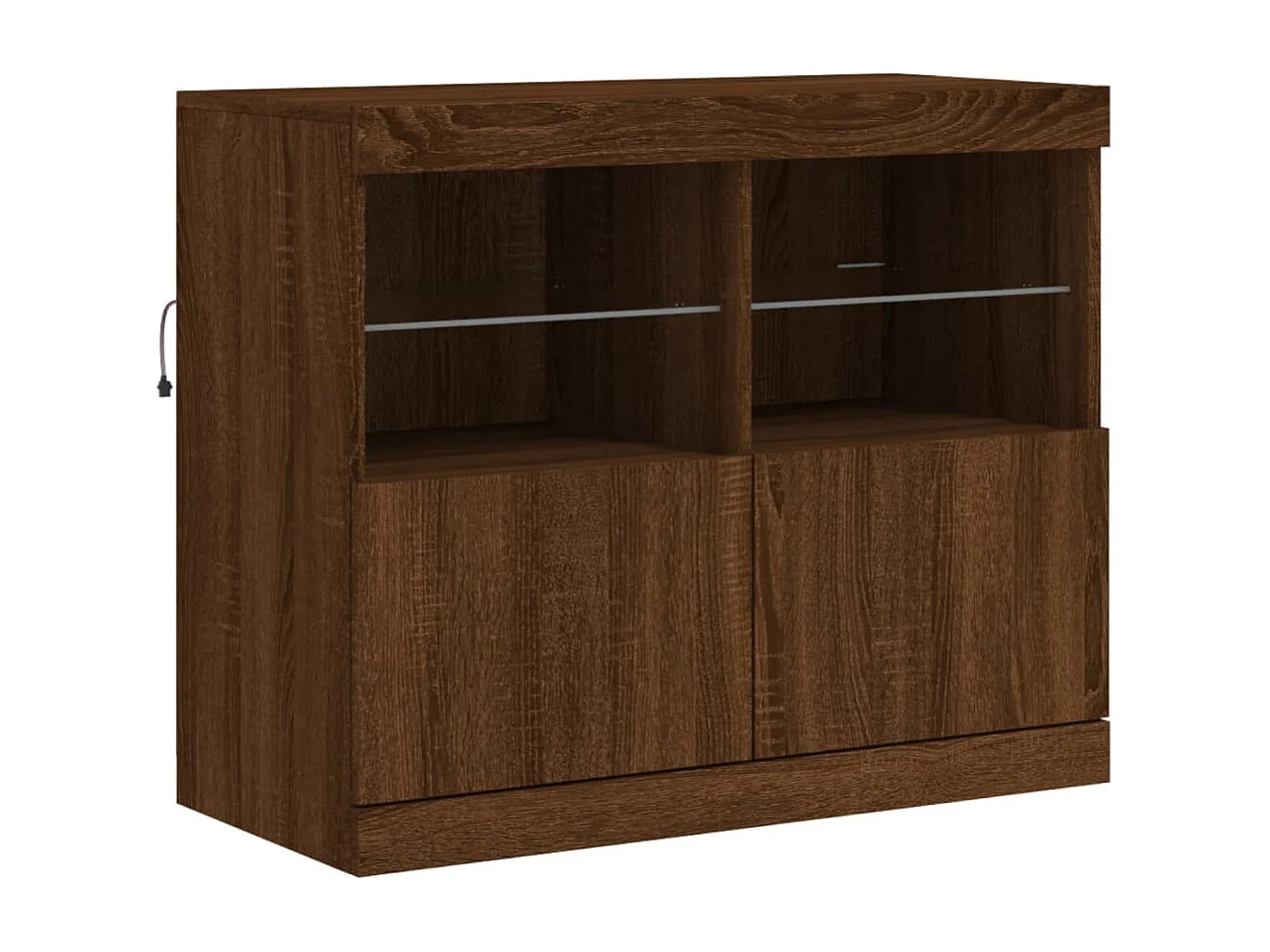 Aparador com luzes LED 202x37x67 cm carvalho castanho