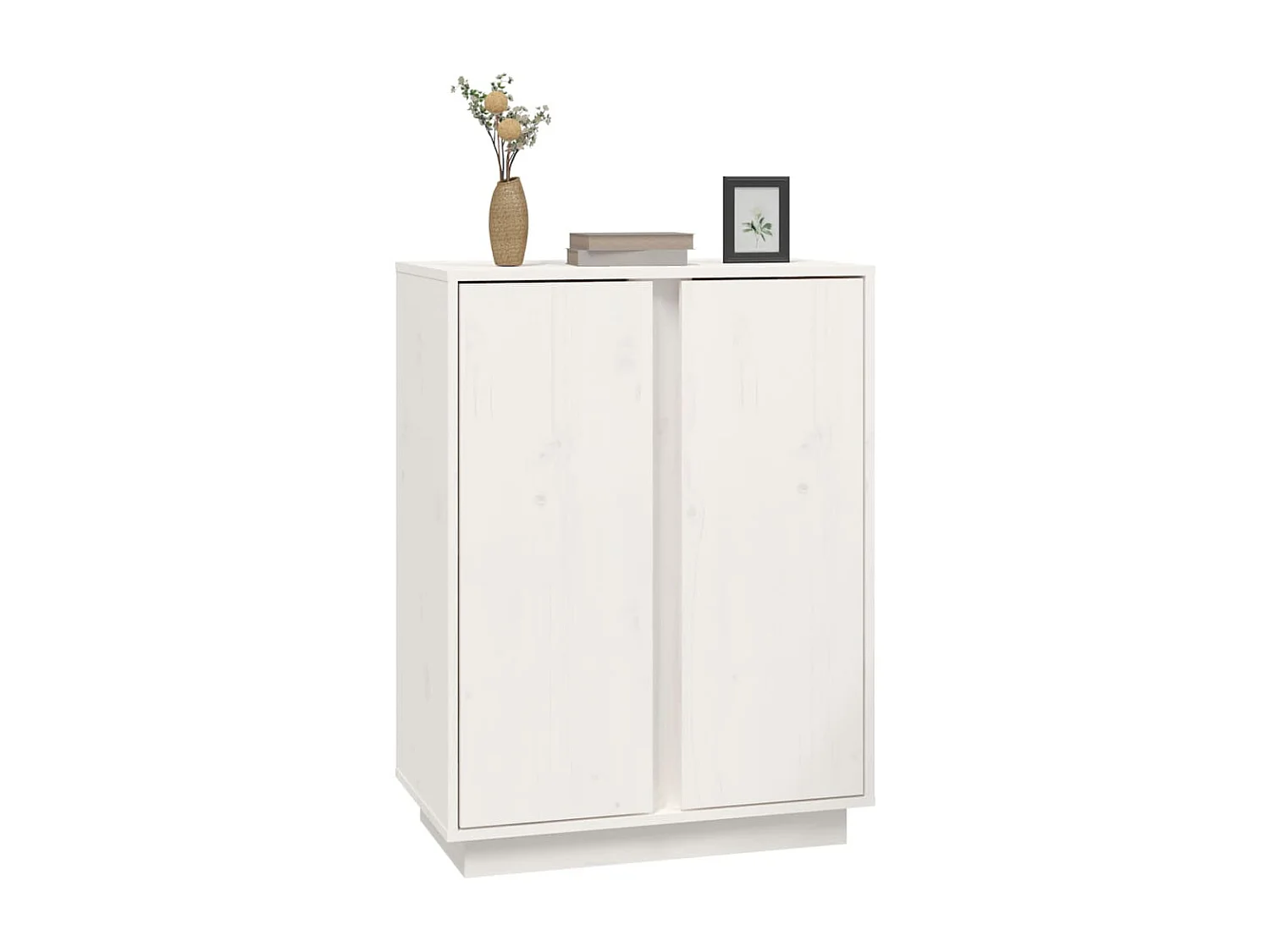 Credenza Bianca 60x35x80 cm in Legno Massello di Pino