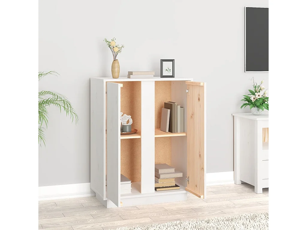 Buffet Blanc 60x35x80 cm Bois massif de pin