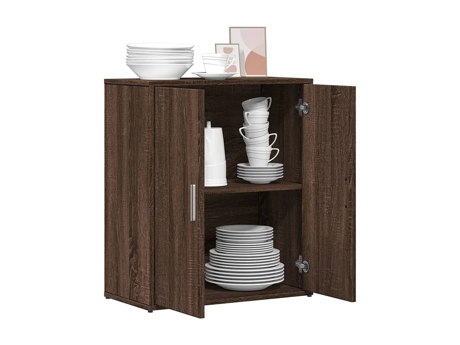 Buffet chêne marron 60x31x70 cm bois d'ingénierie