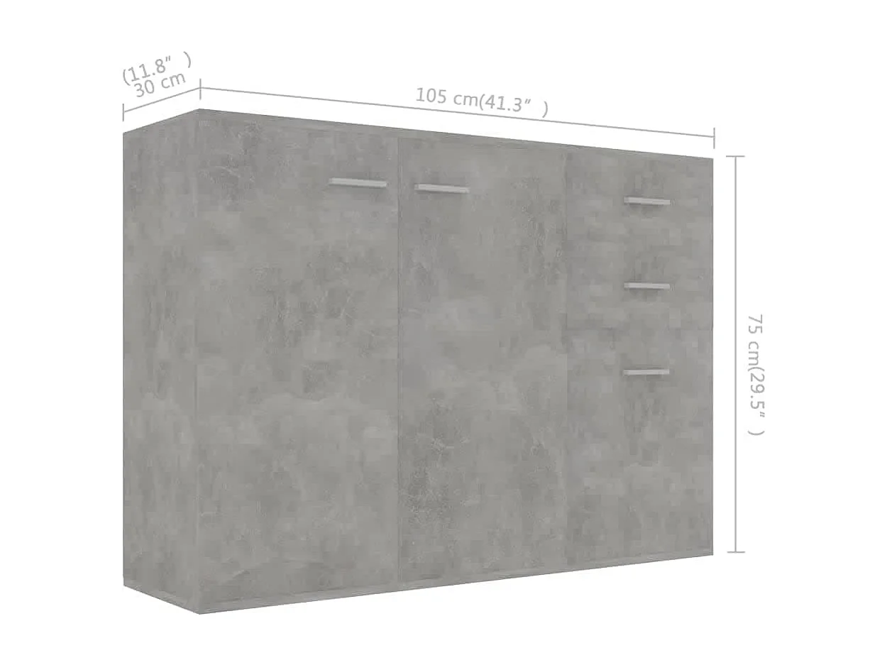 Buffet Gris béton 105x30x75 cm Bois d’ingénierie