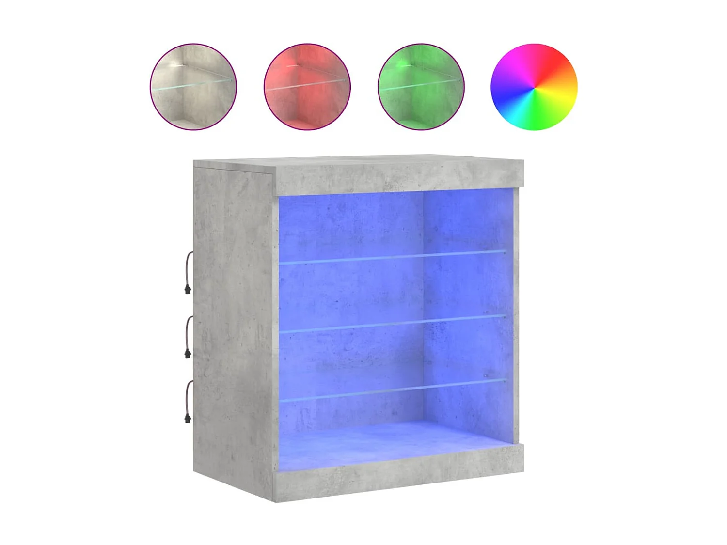 Buffet avec lumières LED gris béton 60,5x37x67 cm