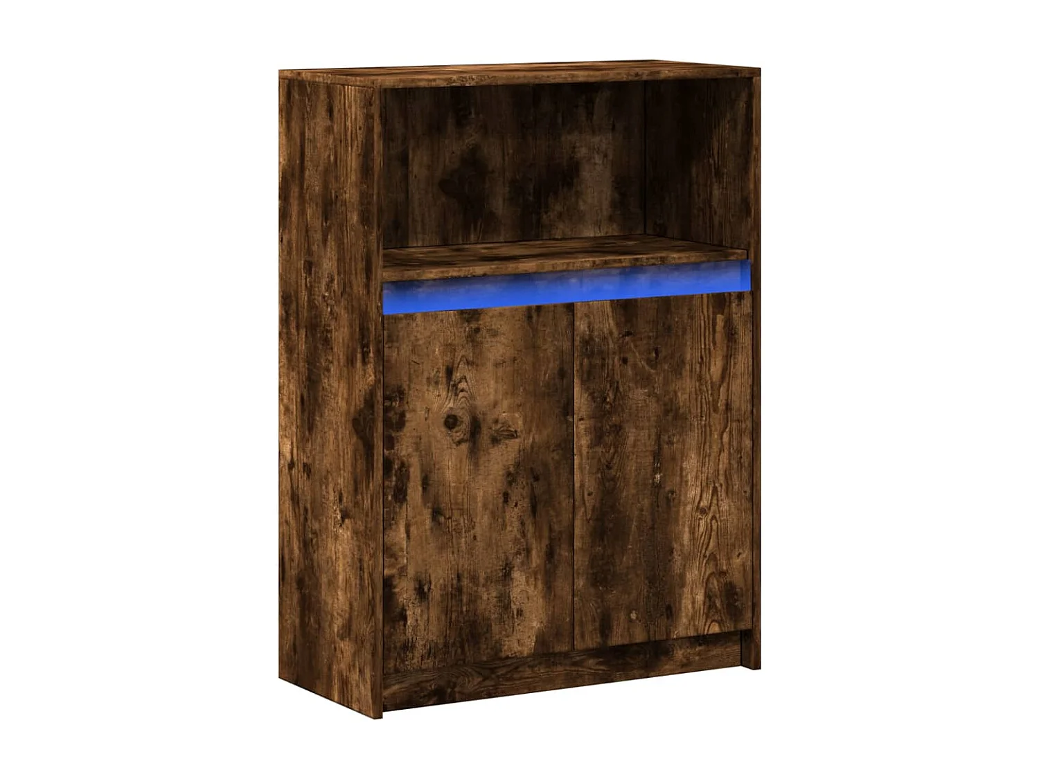 Credenza con LED Rovere Fumo 72x34x100 cm in Legno Multistrato