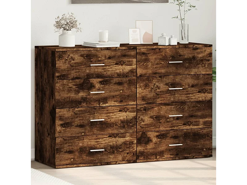 Credenze 2 pz Rovere Fumo 60x39x80 cm in Legno Multistrato