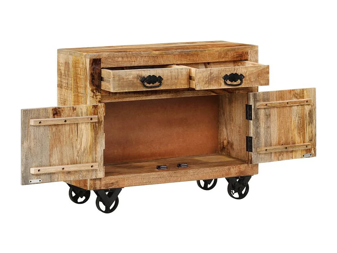Aparador de madera maciza de mango sin tratar 80x30x65 cm