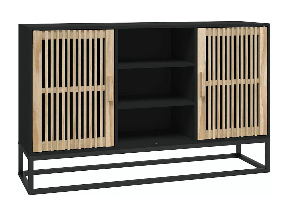 Aparador de madera contrachapada negro 105x30x65 cm