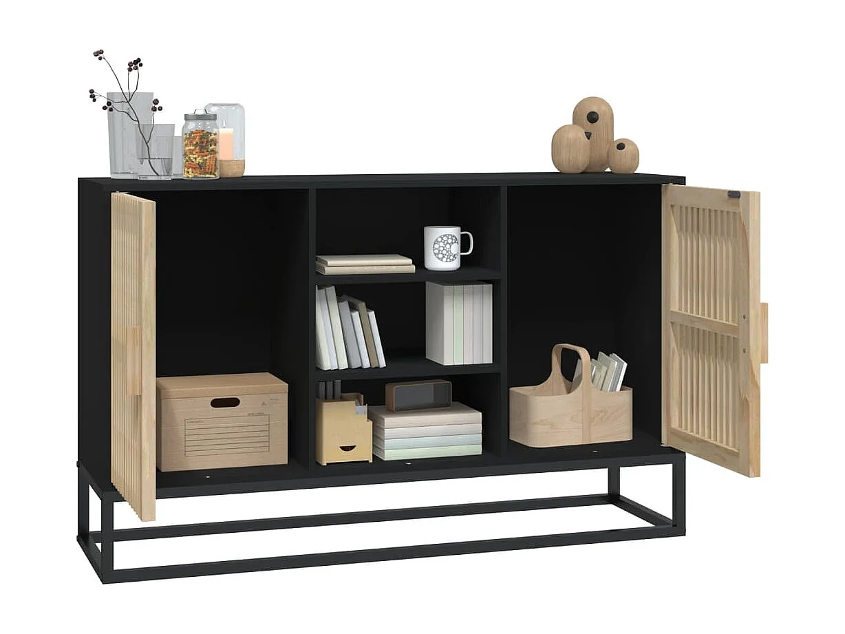 Credenza Nera 105x30x65 cm in Legno Multistrato