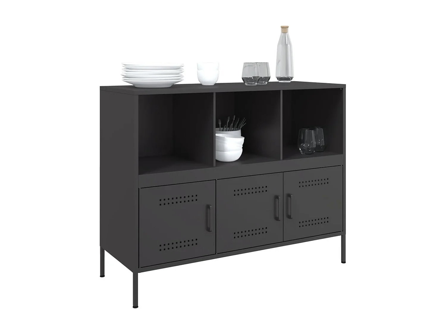Buffet noir 100,5x39x79 cm acier