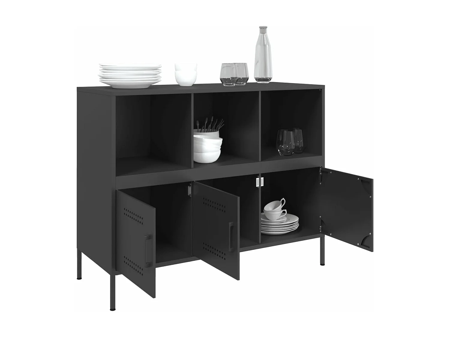 Buffet noir 100,5x39x79 cm acier