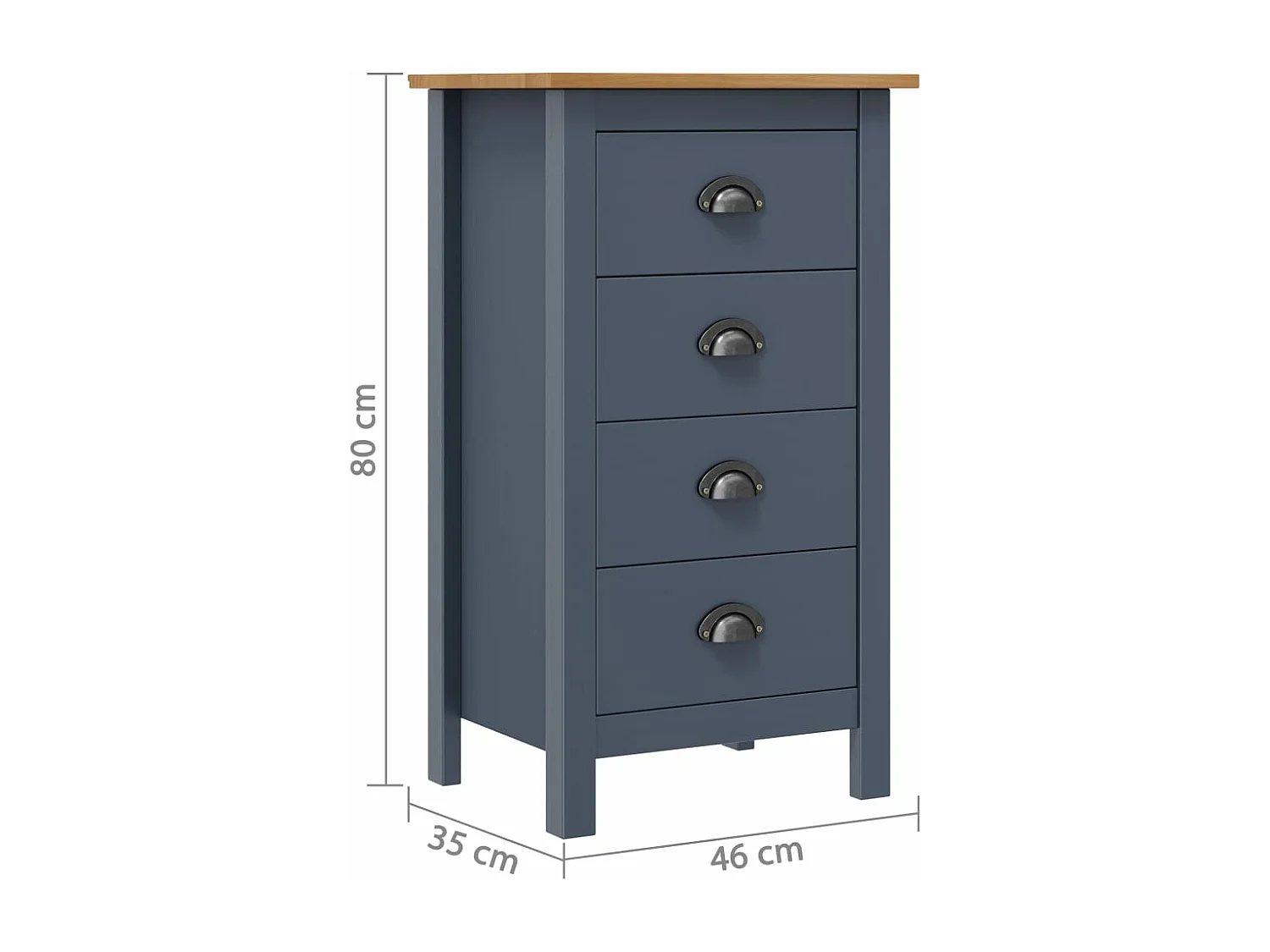 Buffet Hill Gris 46x35x80 cm Bois de pin solide