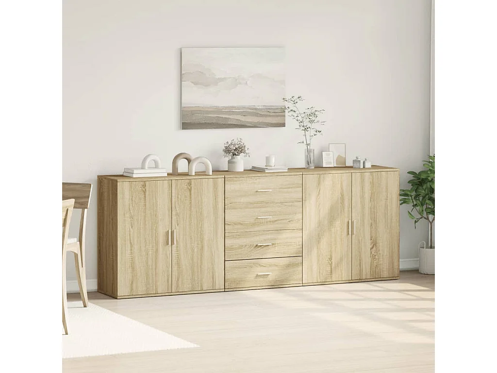 Credenze 3 pz Rovere Sonoma in Legno Multistrato