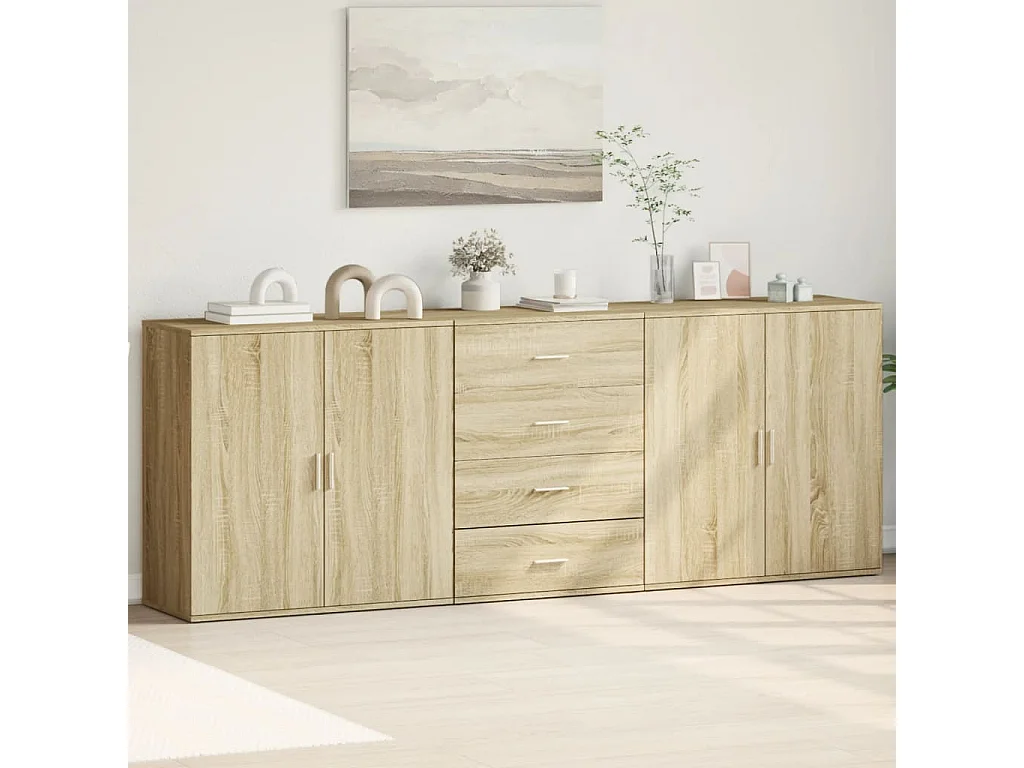 Buffets 3 pcs Chêne sonoma Bois d'ingénierie