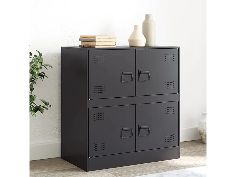 Credenza Nera 67x39x73 cm in Acciaio