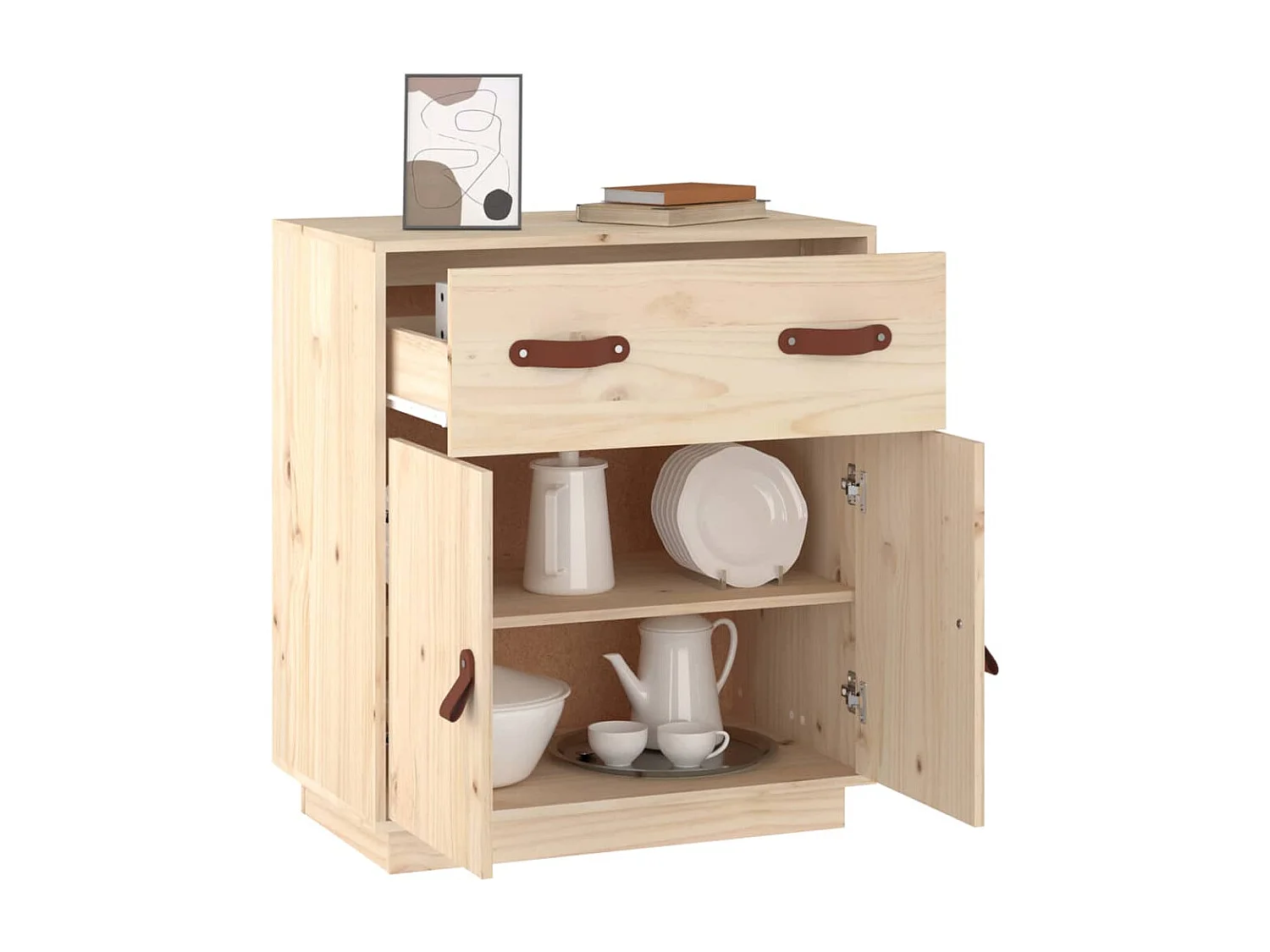 Credenza 65,5x40x75 cm in Legno Massello di Pino