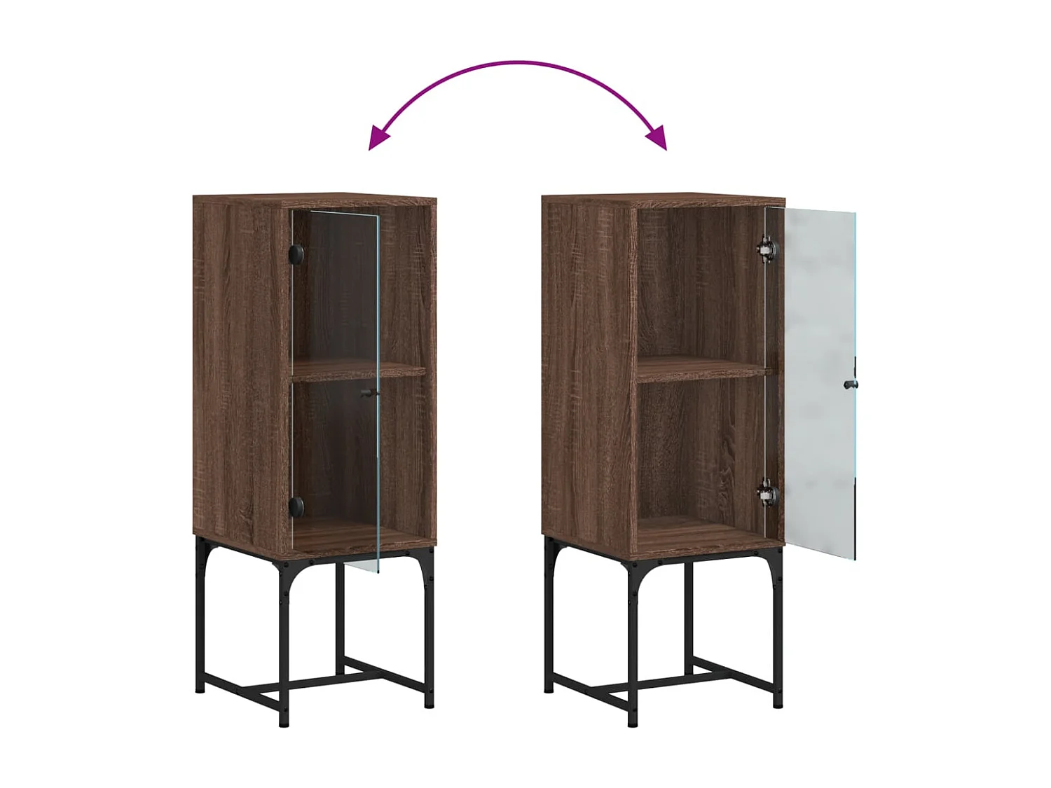 Armário de apoio c/ porta vidro 35x37x100 cm carvalho castanho