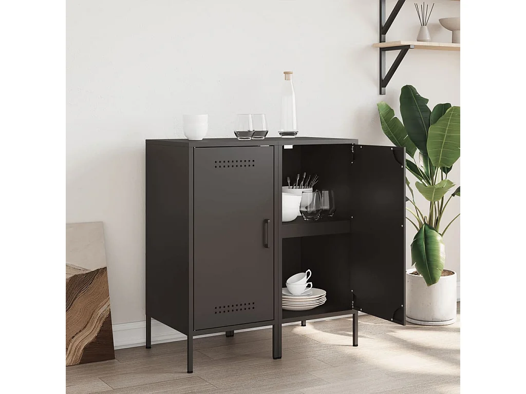 Buffets 2 pcs noir 36x39x79 cm acier