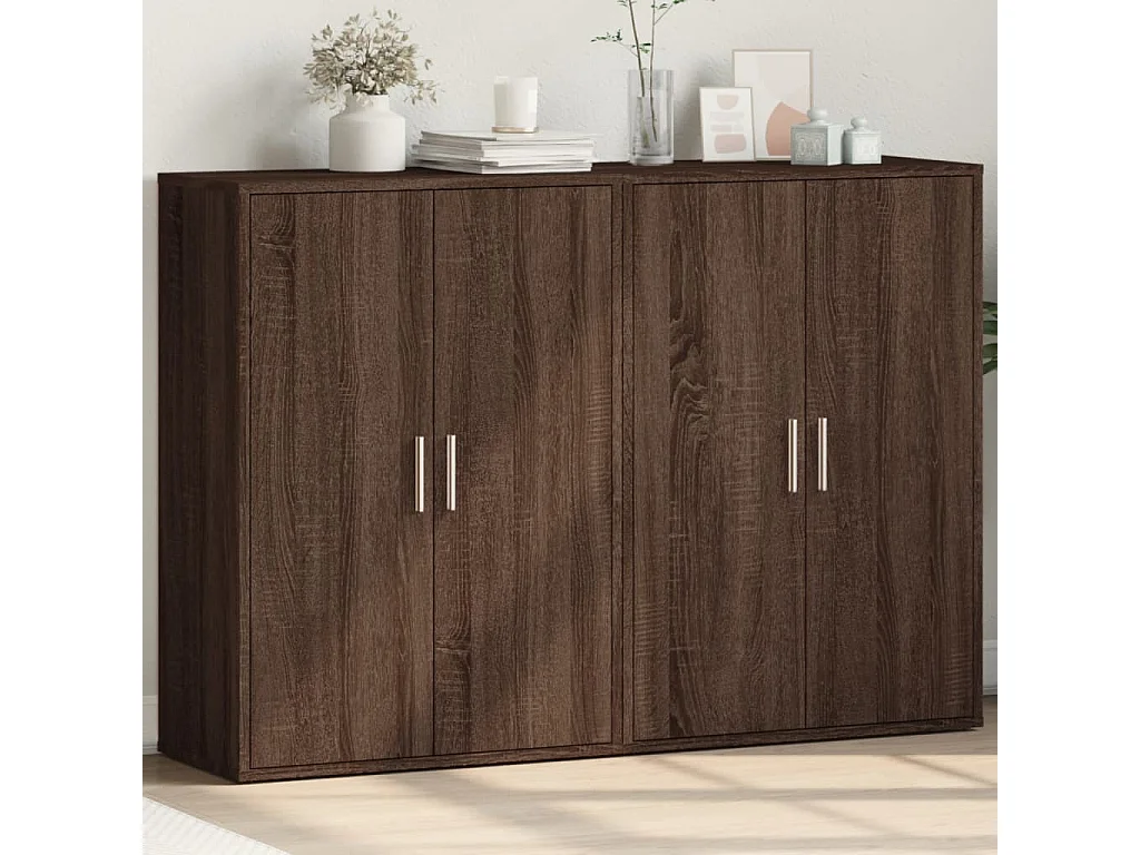Buffets 2 pcs chêne marron 60x31x84 cm bois d'ingénierie