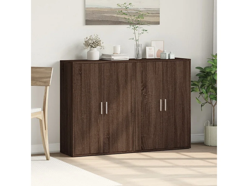 Buffets 2 pcs chêne marron 60x31x84 cm bois d'ingénierie