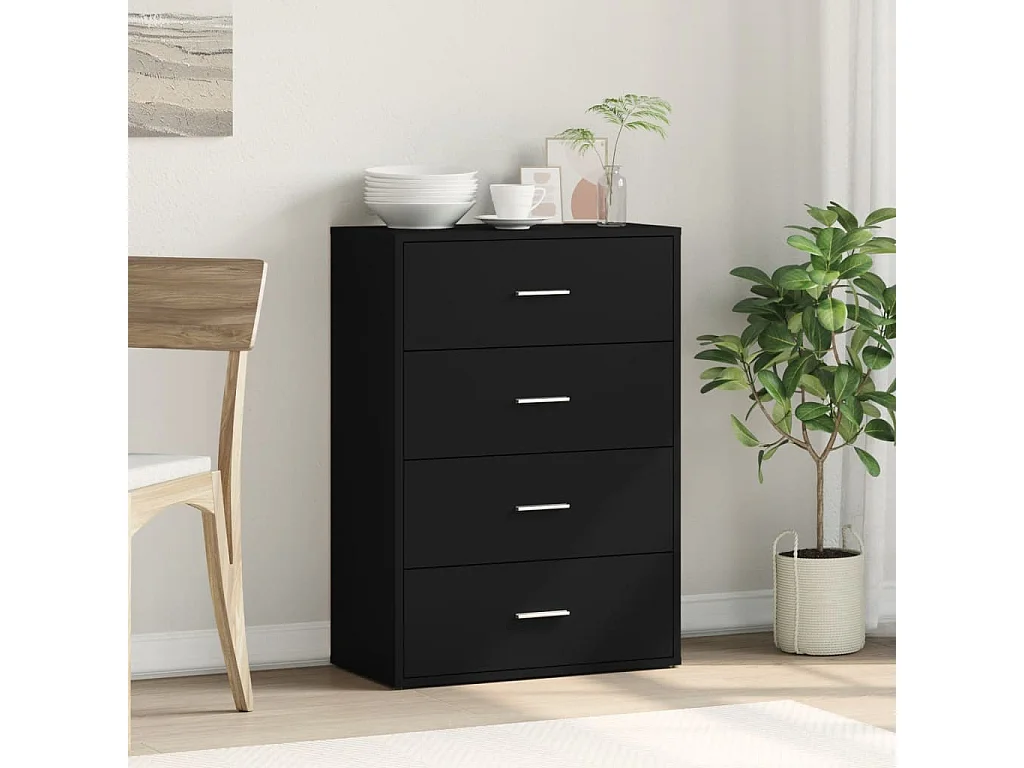 Buffet noir 60x31x84 cm bois d'ingénierie