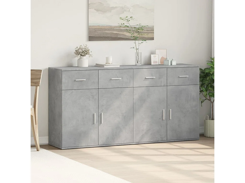 Sideboards 2 Stk. Betongrau 79x38x80 cm Holzwerkstoff