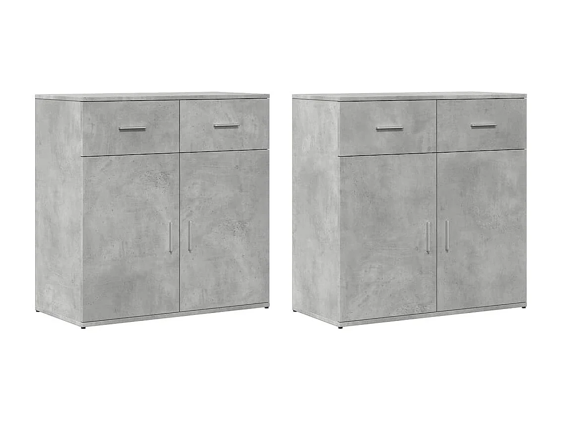 Aparadores 2 pcs 79x38x80 cm derivados madeira cinzento cimento