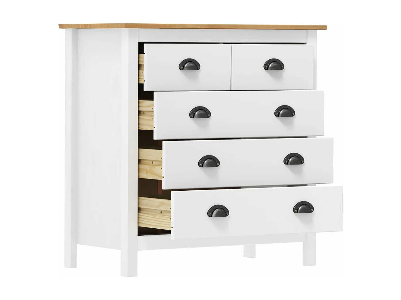 Sideboard Hill Weiß 79x40x80 cm Massivholz Kiefer