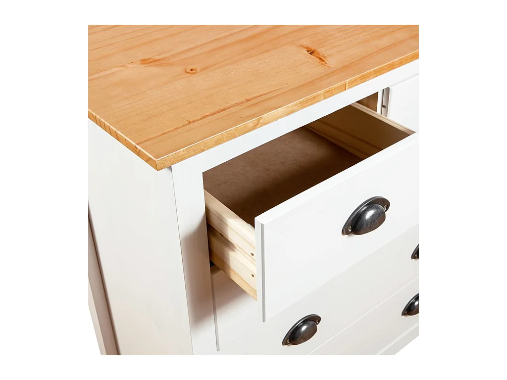 Sideboard Hill Weiß 79x40x80 cm Massivholz Kiefer