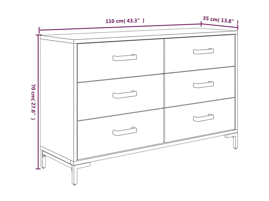 Buffet Marron 110x35x70 cm Bois de pin massif