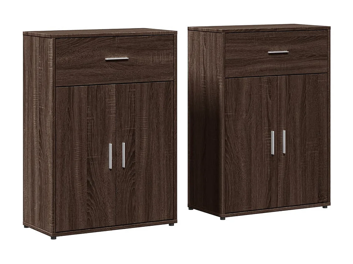 Buffets 2 pcs chêne marron 60x30x84 cm bois d'ingénierie