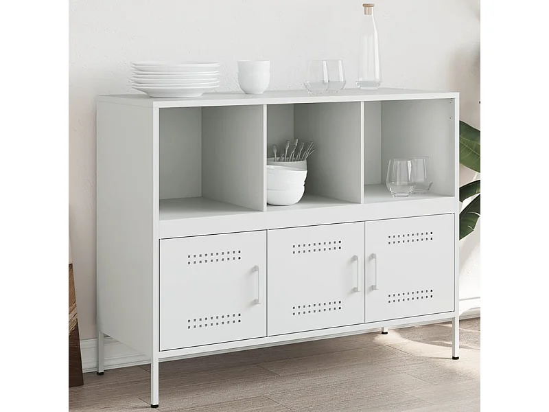 Credenza Bianca 100,5x39x79 cm in Acciaio