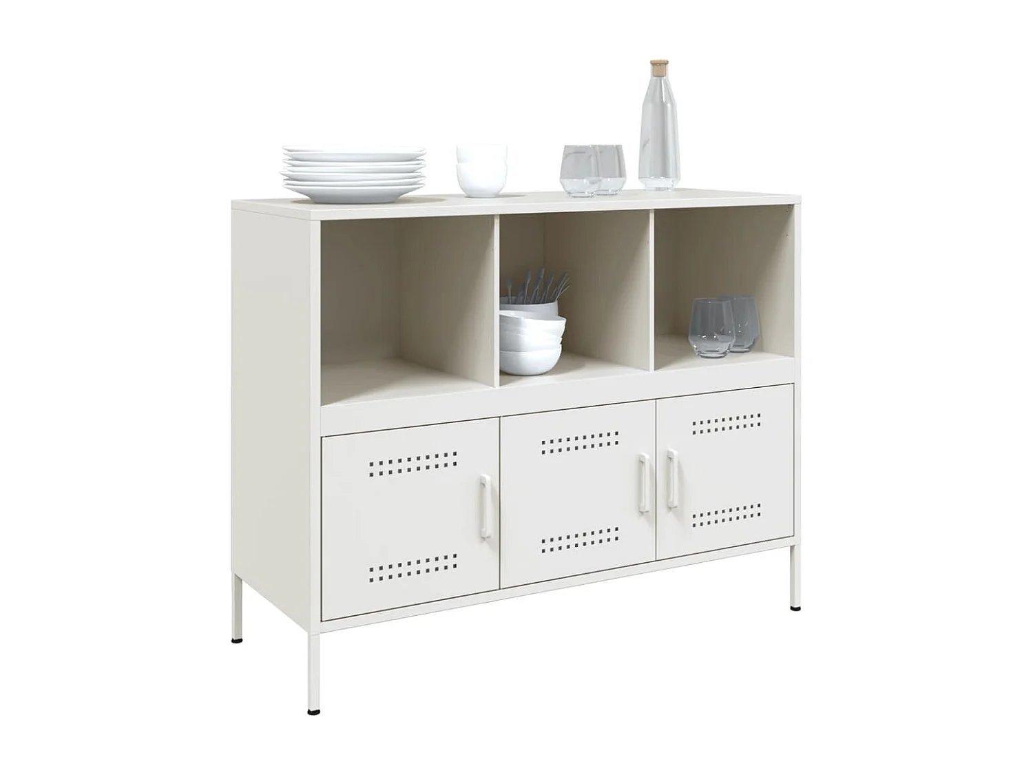 Credenza Bianca 100,5x39x79 cm in Acciaio