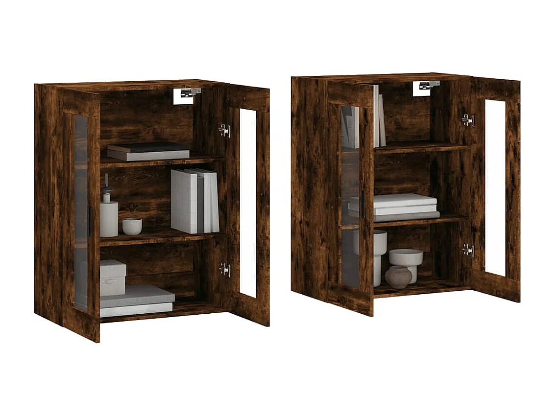 Armadietti a Parete 2 pz Rovere Fumo in Legno Multistrato