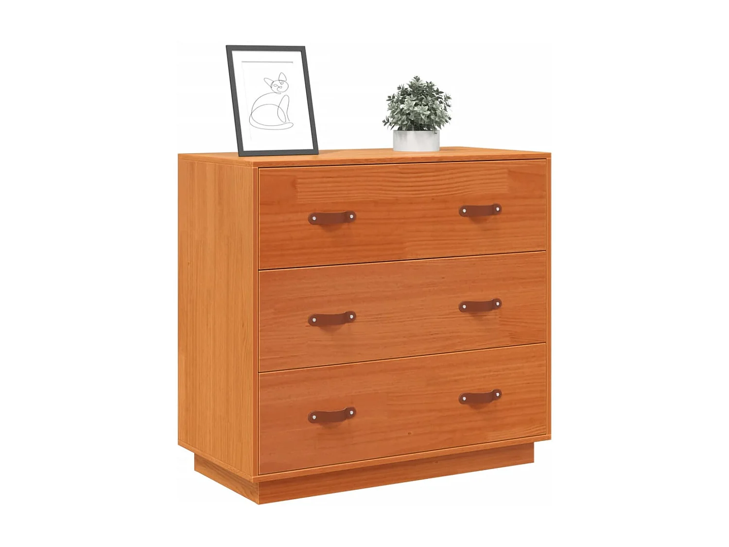 Buffet cire marron 80x40x75 cm bois massif de pin