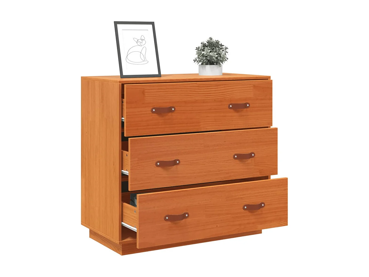 Sideboard Wachsbraun 80x40x75 cm Massivholz Kiefer