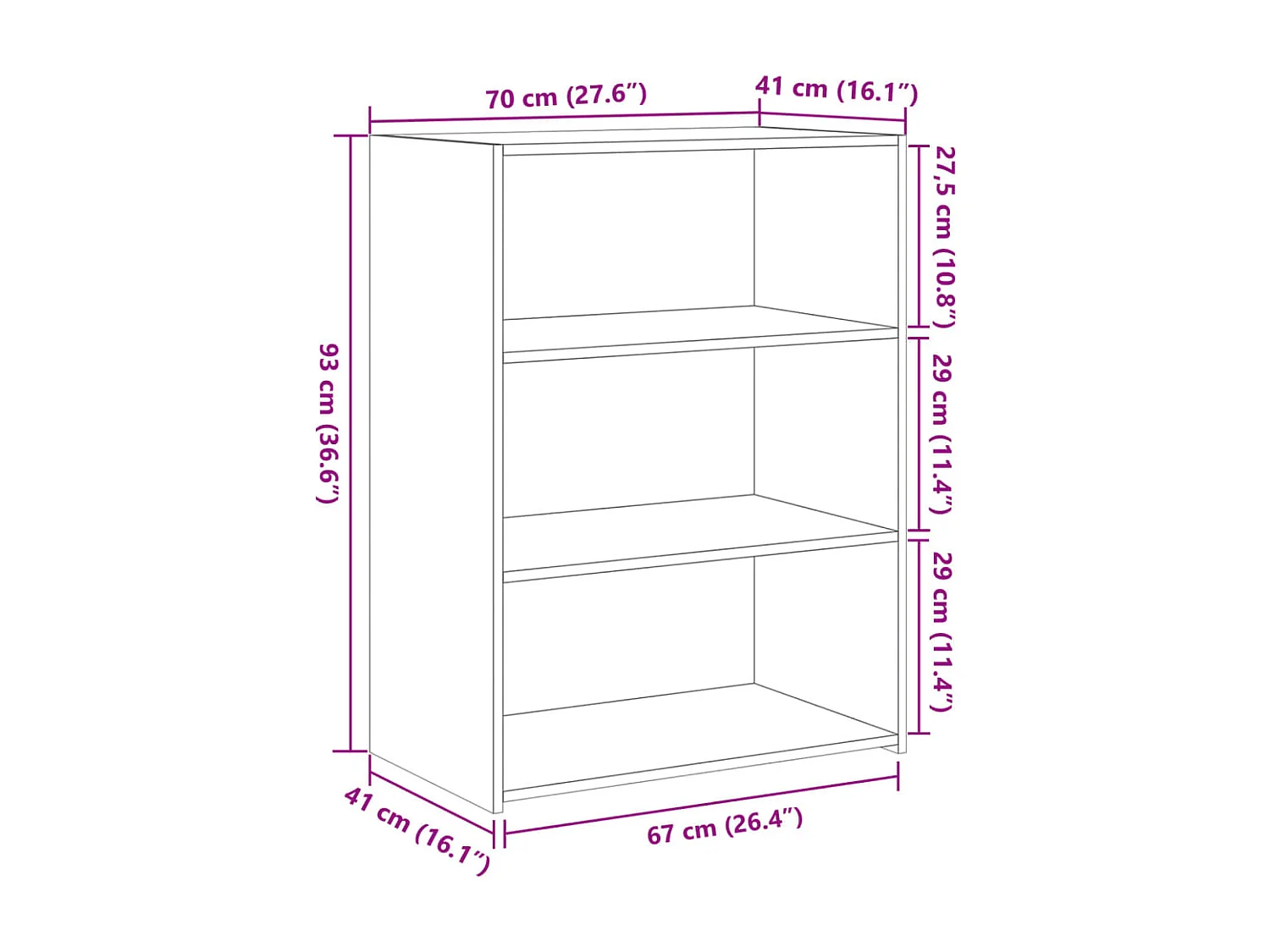 Sideboard Braun Eichen-Optik 70x41x93 cm Holzwerkstoff