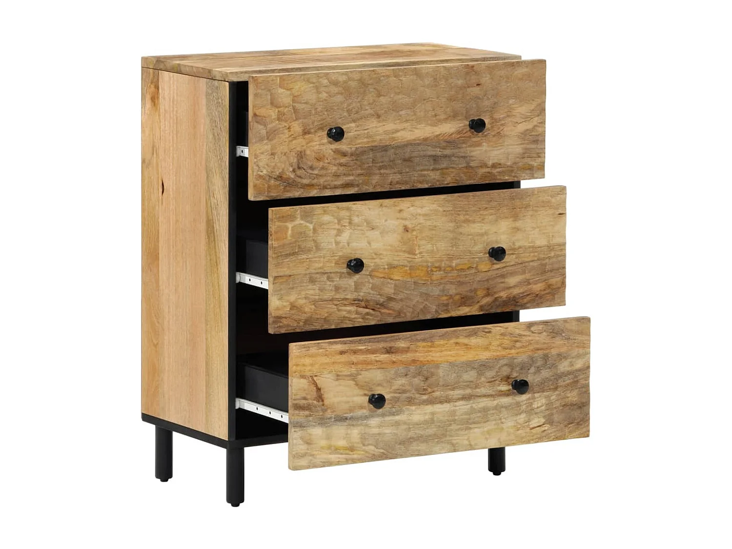 Credenze 2 pz 60x33x75 cm in Legno Massello di Mango