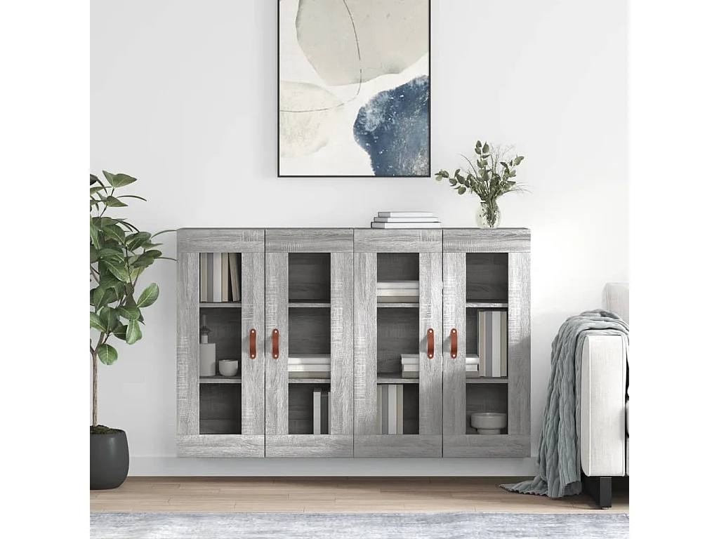 Armadietti a Parete 2 pz Grigio Sonoma in Legno Multistrato