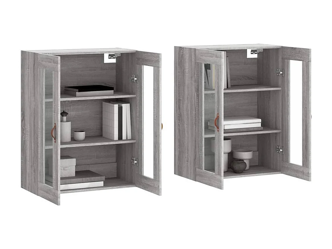 Armadietti a Parete 2 pz Grigio Sonoma in Legno Multistrato