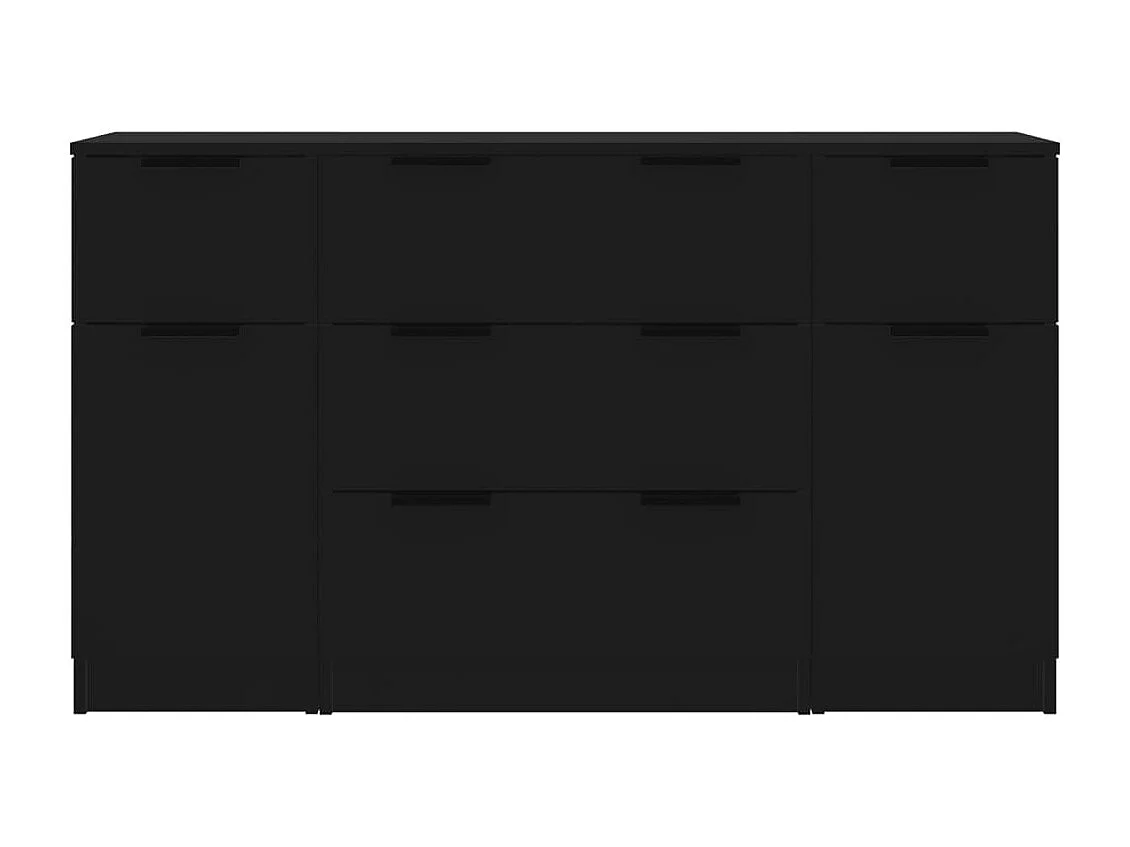 Ensemble de buffets 3 pcs Noir Bois d'ingénierie