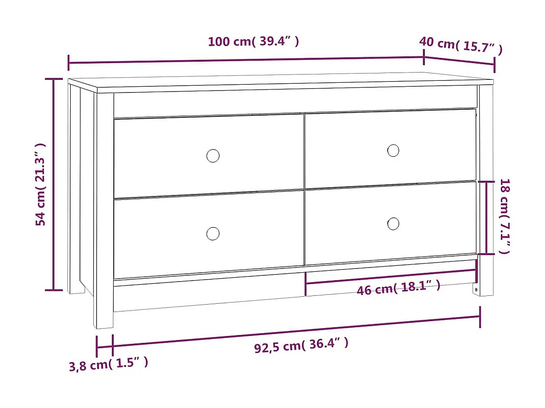 Armoire latérale 100x40x54 cm Bois de pin massif