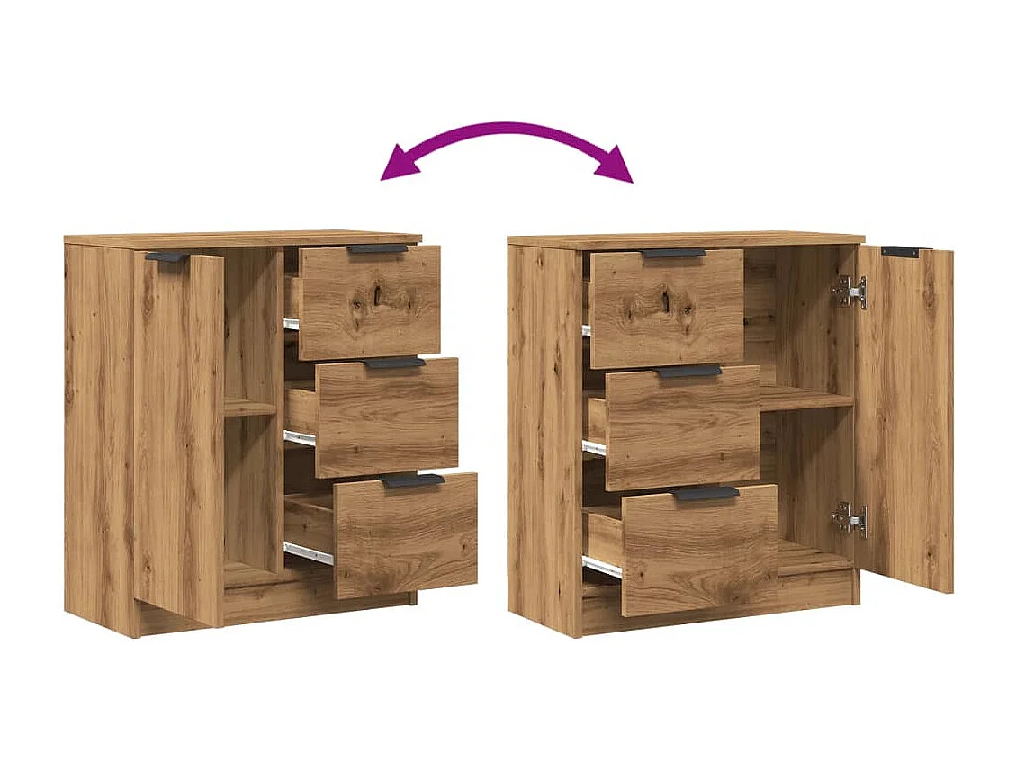 Buffet chêne artisanal 60x30x70 cm bois d'ingénierie