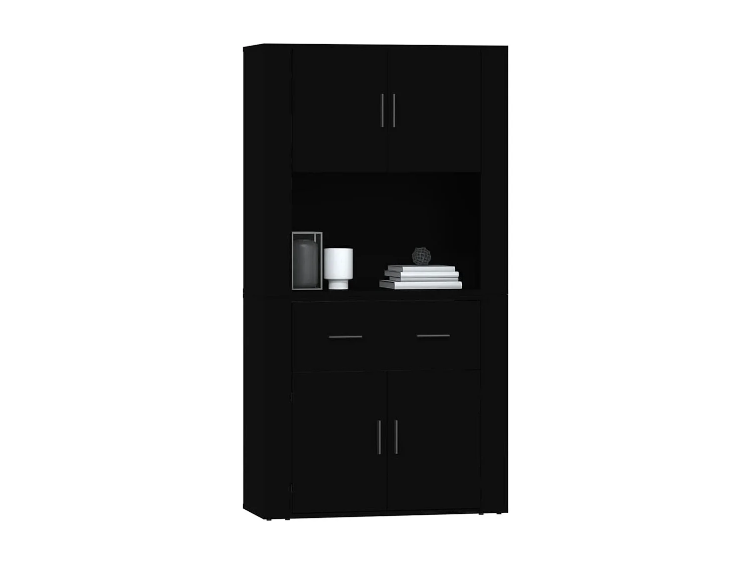 Highboard Schwarz Holzwerkstoff